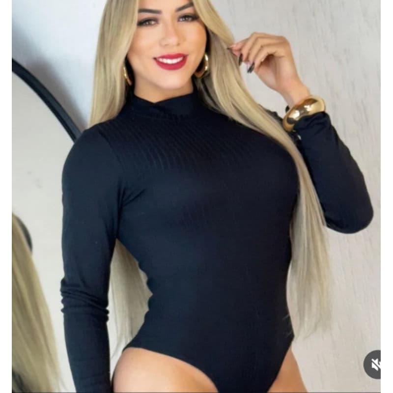 Lançamento moda de inverno body manga longa e gola alta 2026