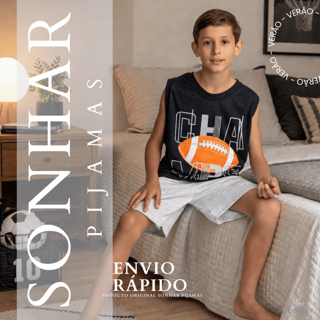 Pijama Infantil Masculino 2 ao 14  Regata malha levinha confortavel