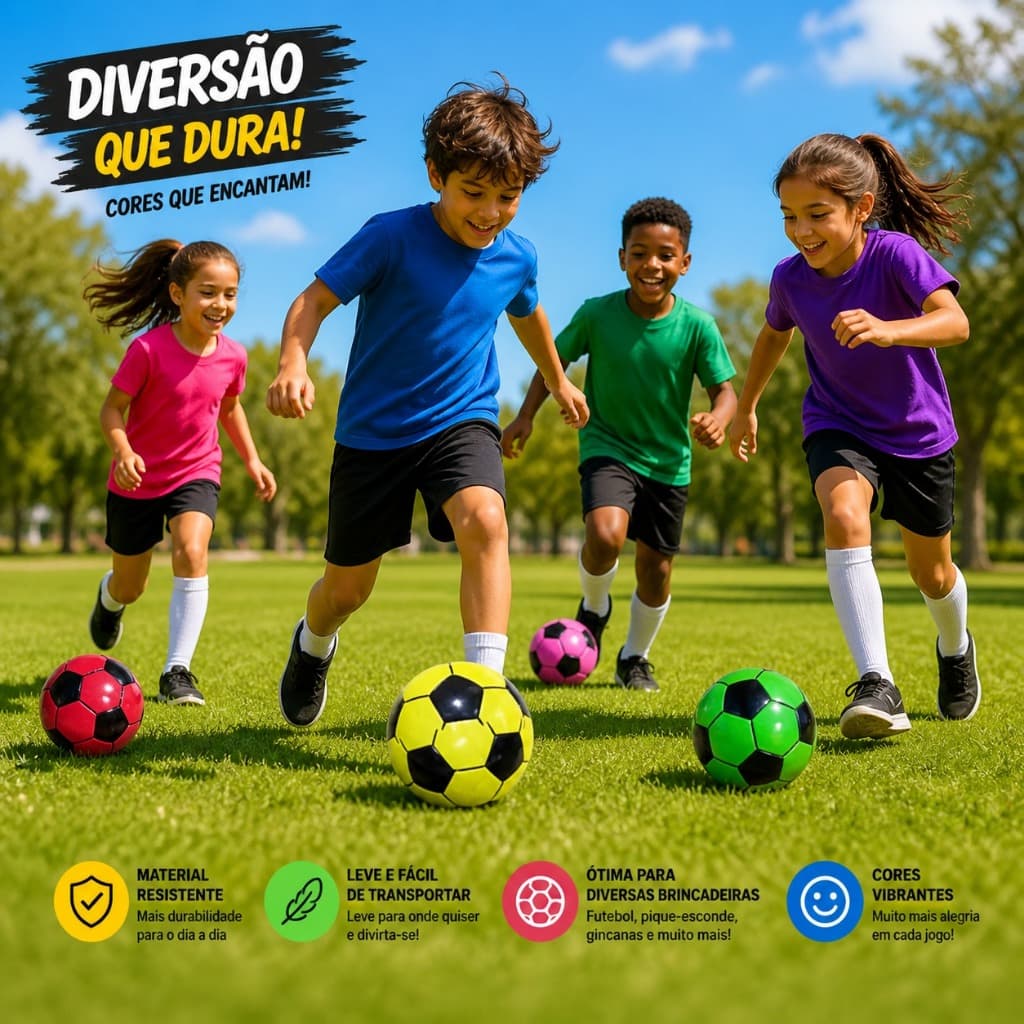 Bola Leve Vinil Inflável Infantil Bola Futebol Colorida Volley