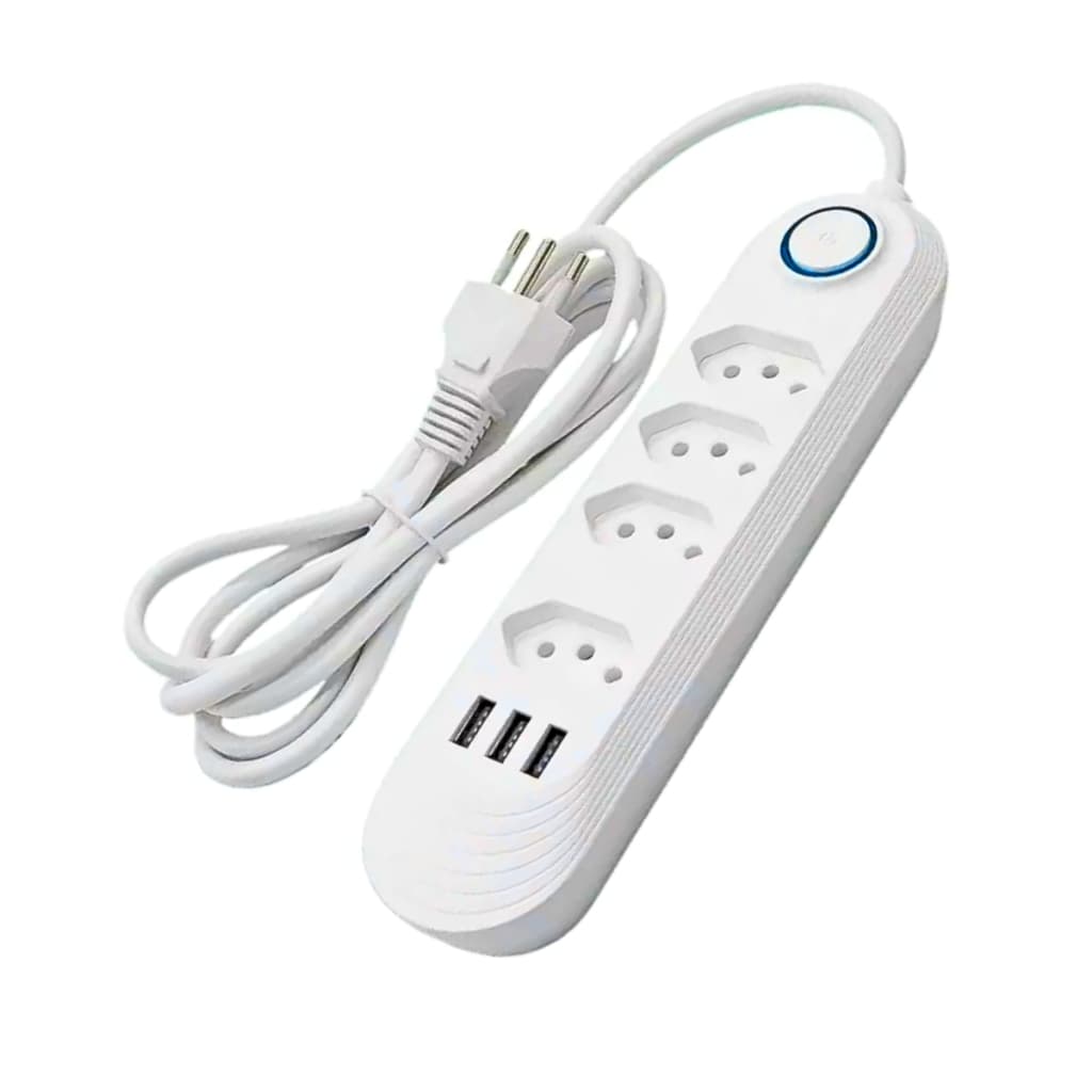 Filtro de Linha com 4 Tomadas e 3 USB Bivolt de 2 Metros Kapbom KA-7002