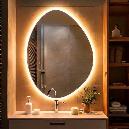 Espelho Orgânico com led 100 x 80 cm- decorativo para banheiro, lavabo, sala.