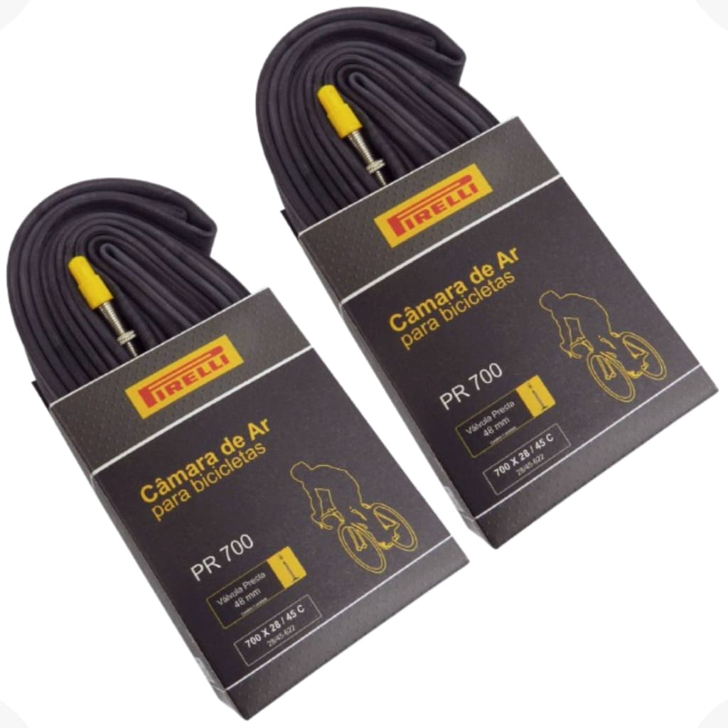 Kit 2 Câmara Ar Pirelli Aro 700x28 Até 45c Presta 48mm Bike Speed Road Gravel Urbana Alta Resistência Pneu 622mm