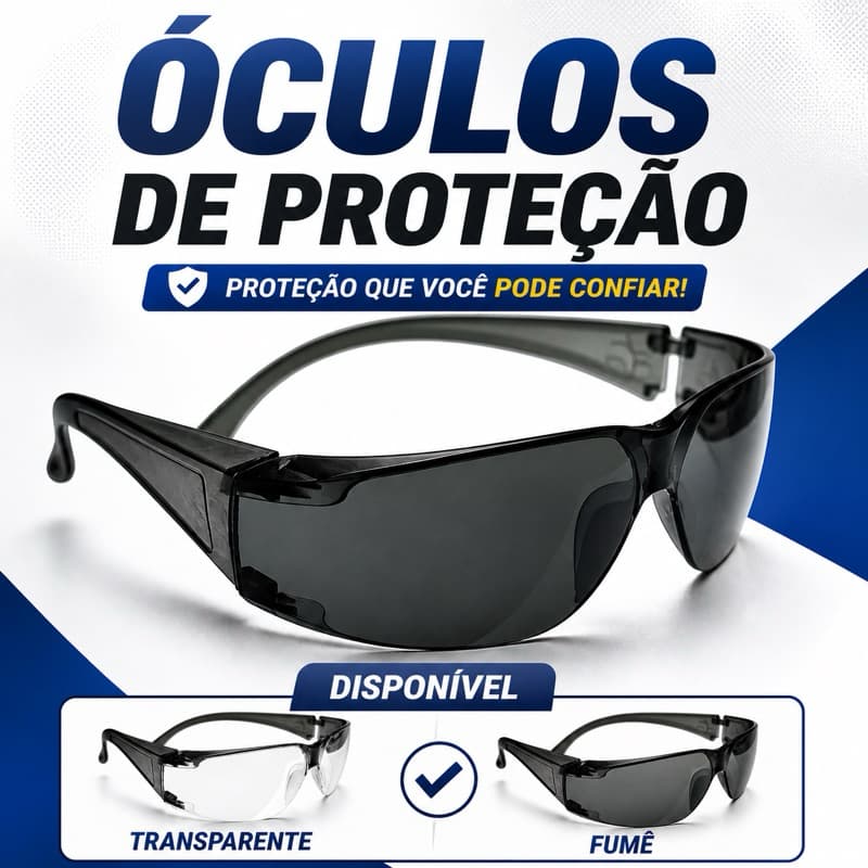 Óculos de Segurança EPI Profissional Transparente ou Fumê