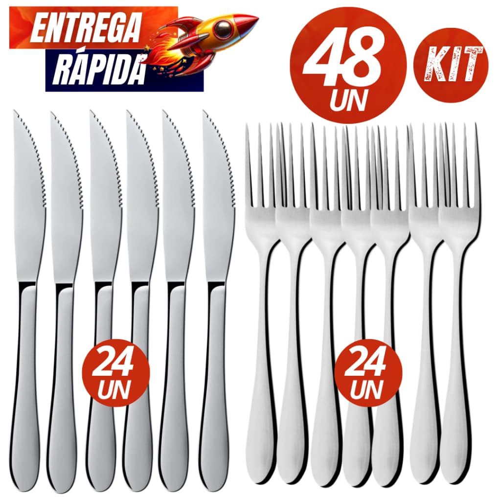 Conjunto 48/36/24  Talheres -  Facas  Garfos Linha Inox Premium na sua Cozinha Qualidade Garantida Multiuso
