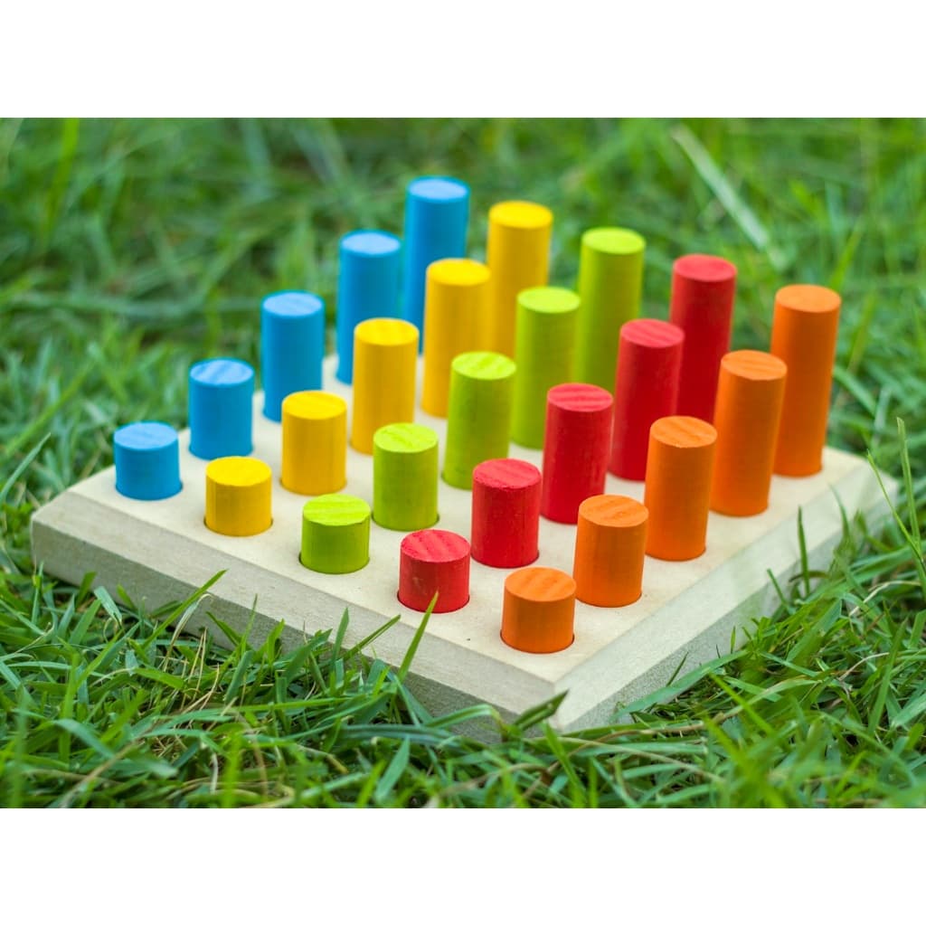 Pinos de Encaixe Madeira Brinquedo Educativo Montessori Coordenação Motora Infantil TEA
