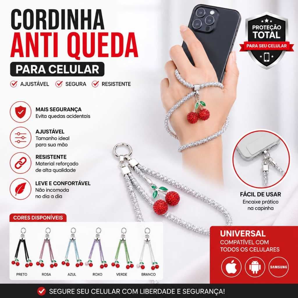 Cordinha de Mão para Celular Anti Queda Ajustável Universal Segura Resistente Alça Durável Estilosaa