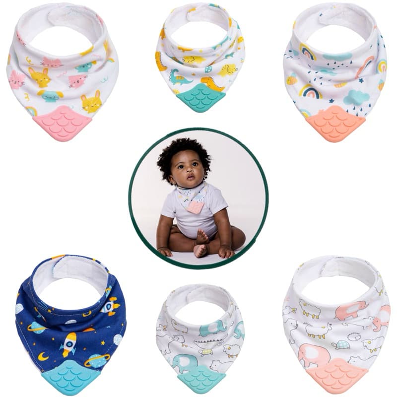 bandana com mordedor Buba infantil 100% algodão com fecho em velcro e forro