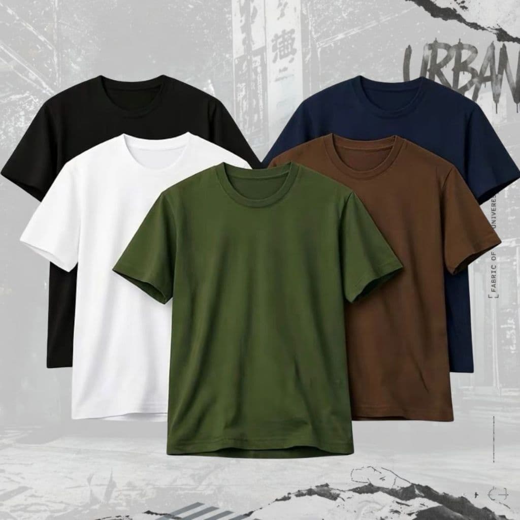 Kit 5 Camiseta Masculina Básica Casual De Algodão Lisa Gola Redonda Blusa Confortável Para Homens