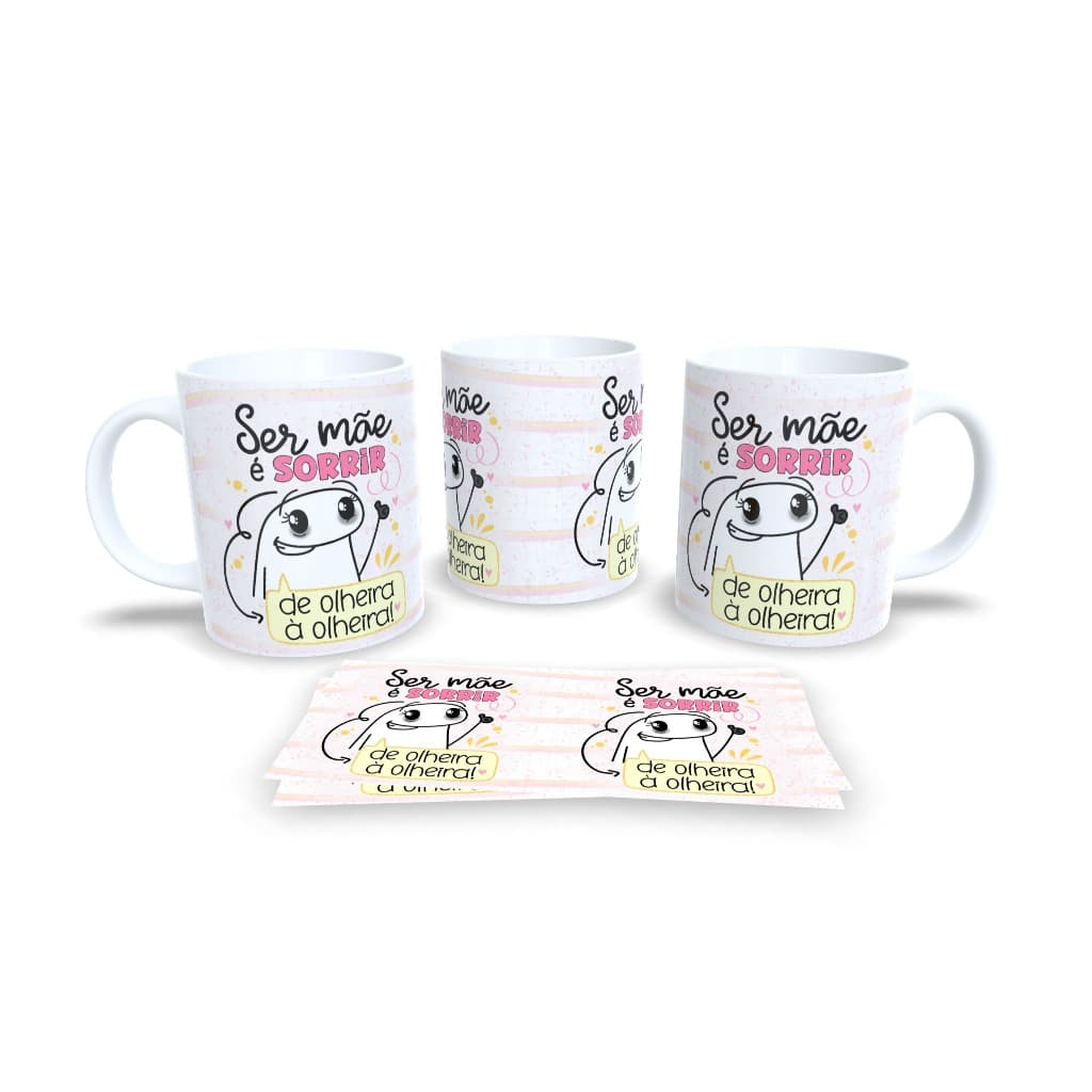 Caneca Sublimação Mãe + Chaveiro Coração Textura Tricô, M4 - Sara Presentes