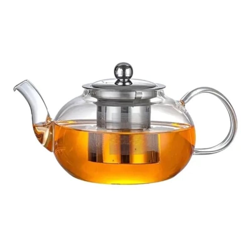 Chaleira de vidro, bule de chá, infusor inox, coador para chá, chá gourmet, chá artesanal, bule 600ml