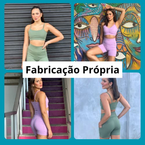 Conjunto Fitness Feminino Short com Bolso e Top de Alta Sustentação Corrida Caminhada Treino
