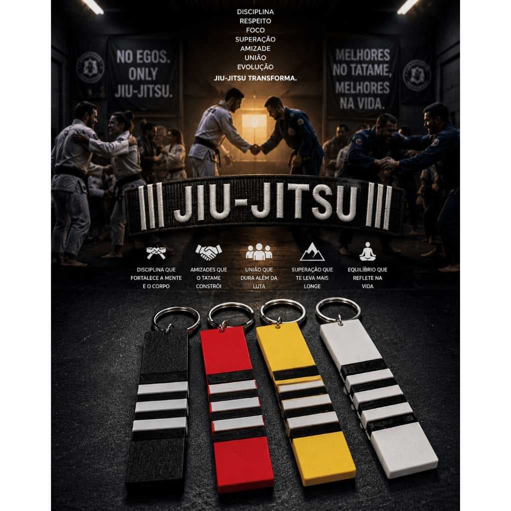 Chaveiro Faixa de Jiu-Jitsu 3D Personalizado – 10cm