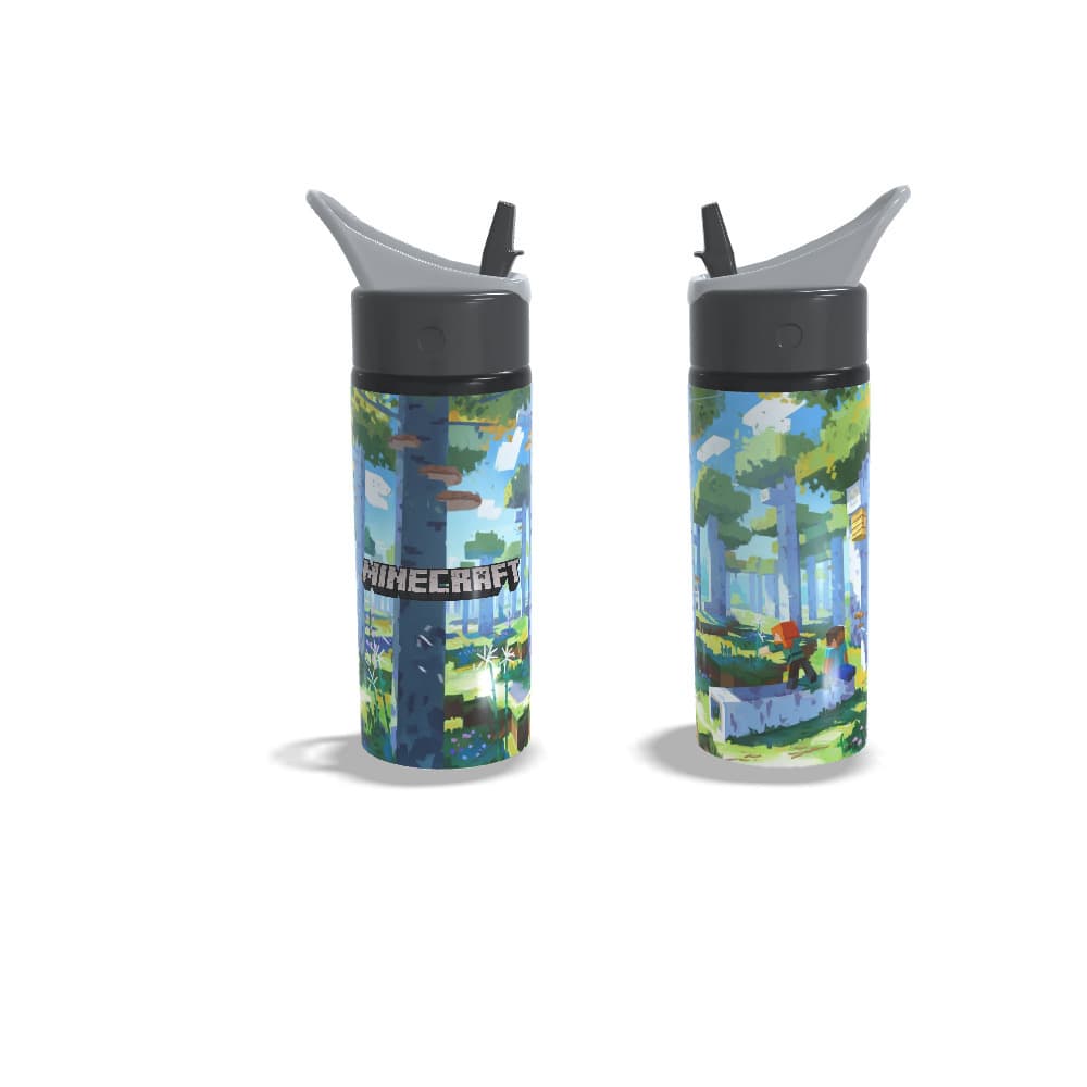 Garrafa Squeeze Personalizada - Minecraft Steve e Alex