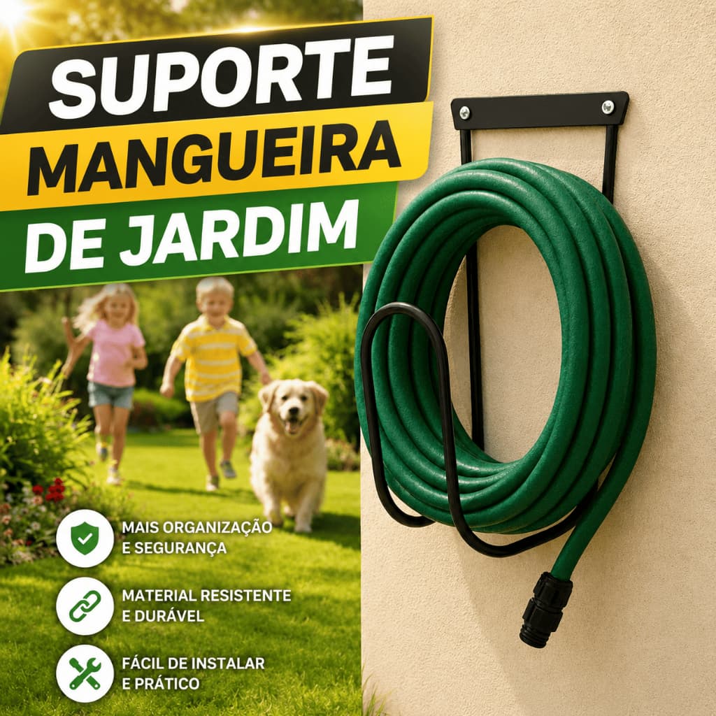 Suporte Para Mangueira Em Aço Resistente Fixação Parede Quintal Jardim Organizador