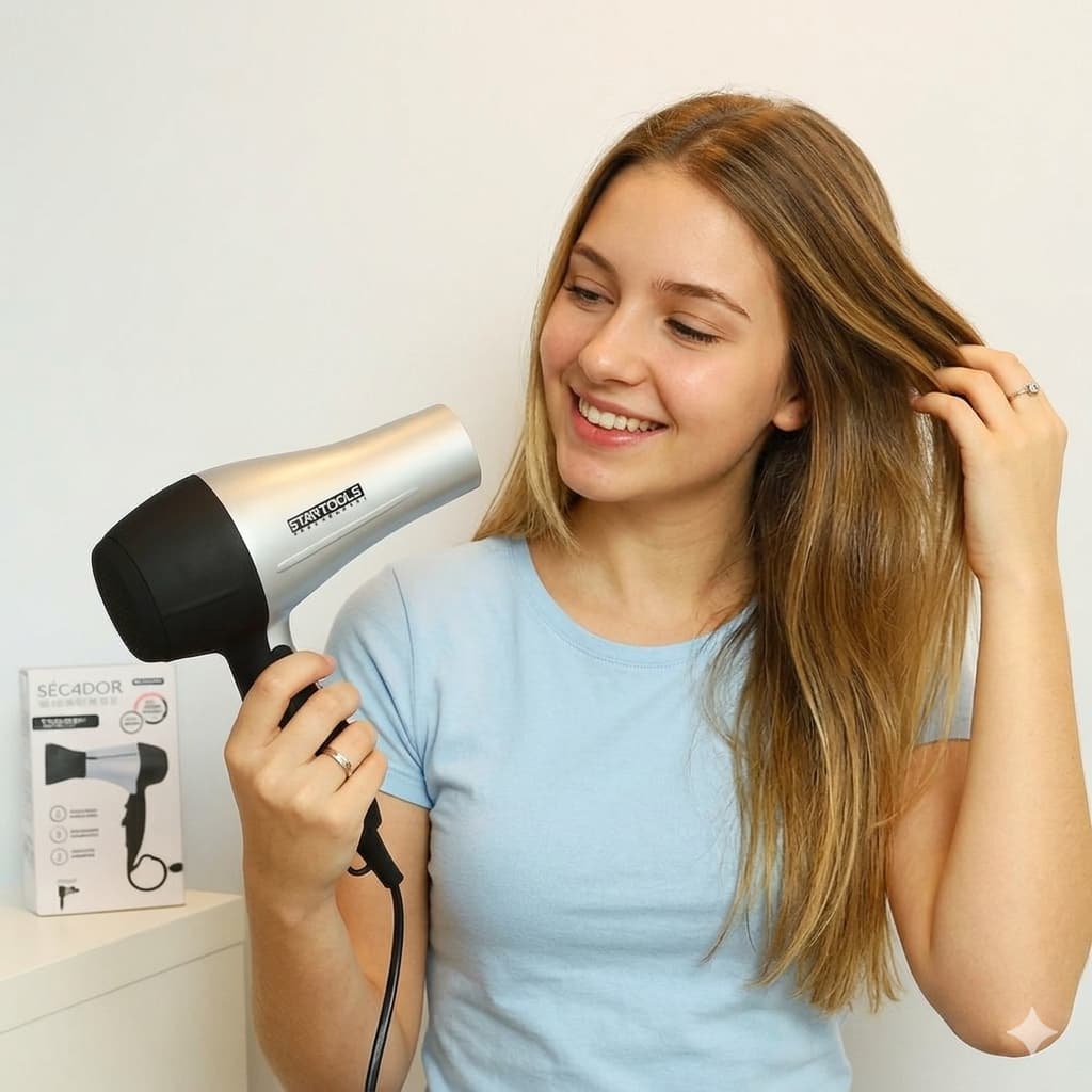 Secador Cabelo Portatil Potente Bivolt 110V/220V Compacto Leve Facil Transporte Tecnologia Cinza