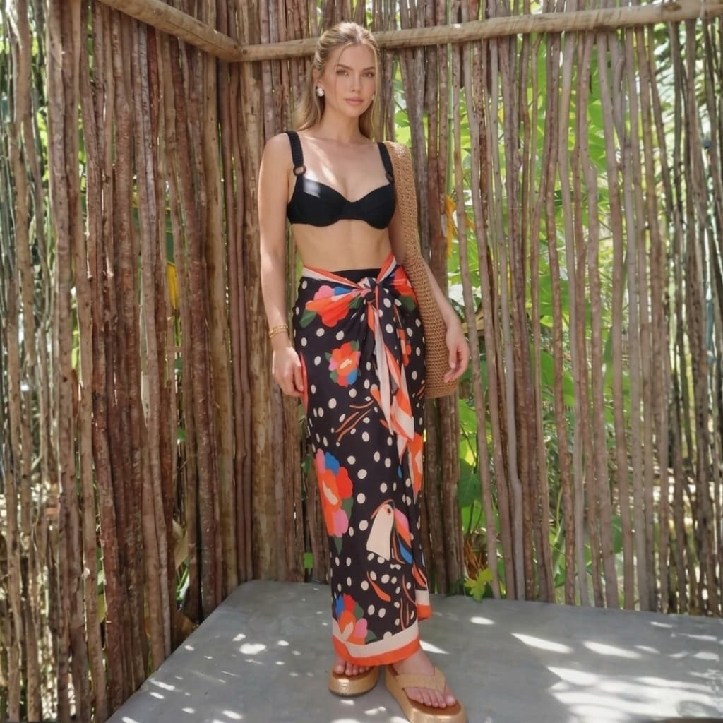 Saida de Praia Canga de Praia Feminino Toque de Seda Estampada Premium