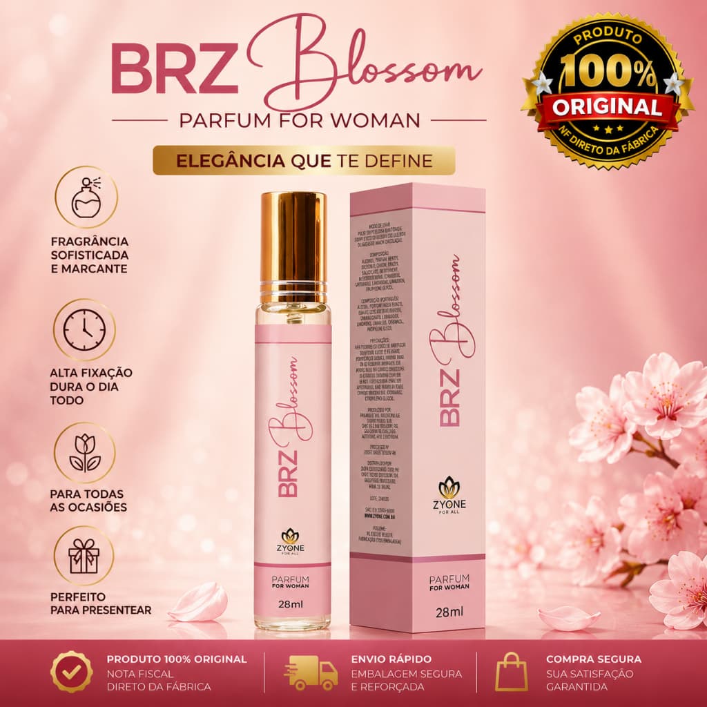 Perfume Zyone Brz Blossom 28ml Feminino Alta Fixação 25% de Essência Parfum Antigo 121 Vip Rose