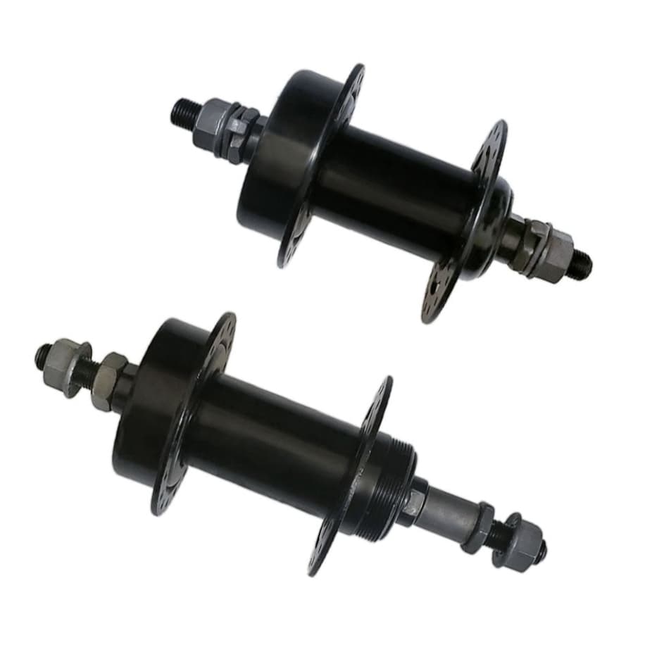 Par Cubo aço par com esfera preto com eixo 3/8x180mm com espacador para freio a disco 36furos