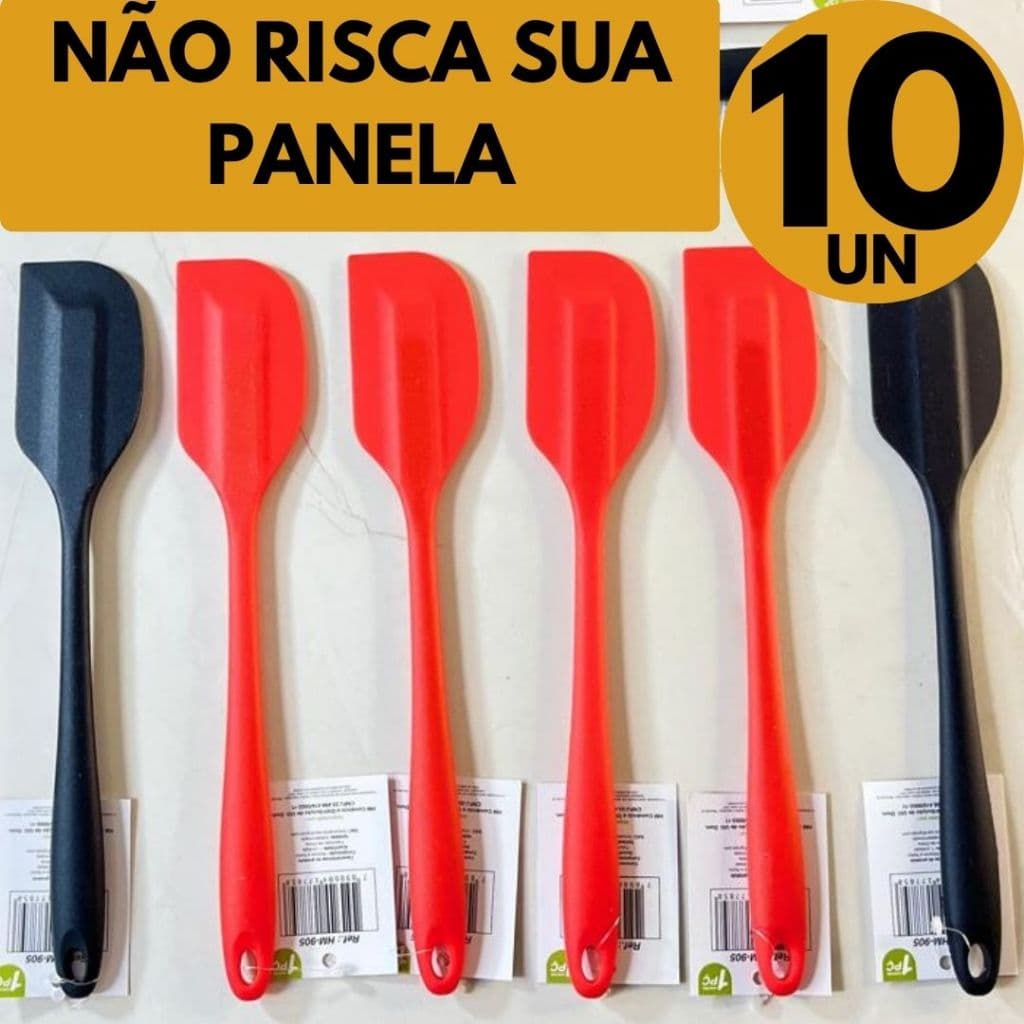 Kit 10 Un Espátulas Silicone Não Derrete Para Cozinhar Casa Restaurante