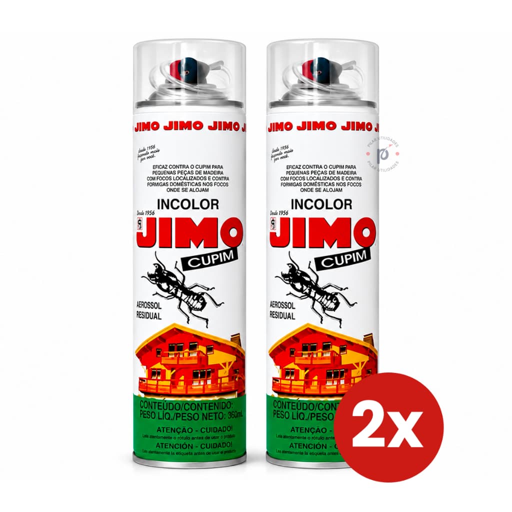 Kit 2 Jimo Cupim Spray 400ml Inseticida Mata Cupim Formiga Broca Aerosol com Agulha Aplicadora