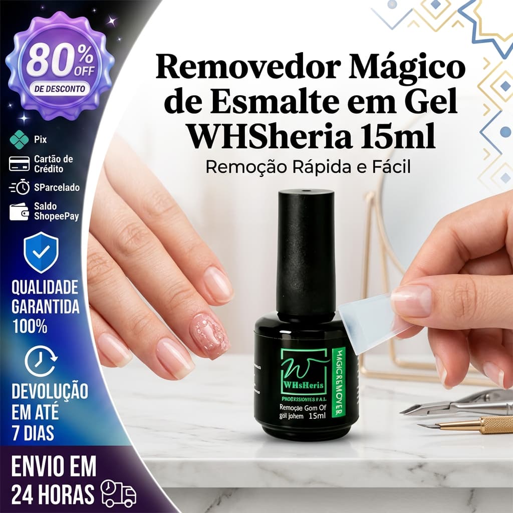 Removedor Mágico de Esmalte em Gel WHSheria 15ml - Remoção Rápida e Fácil