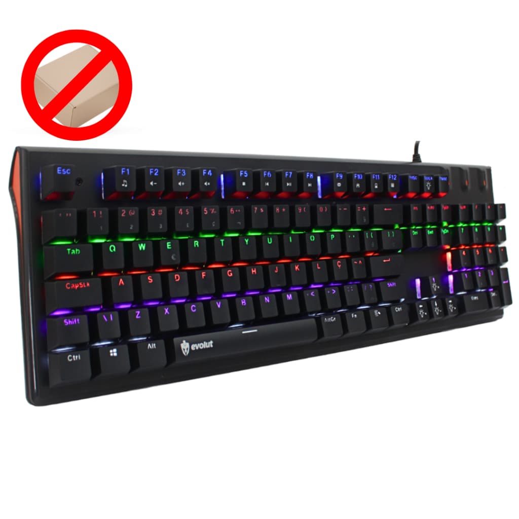Teclado Mecânico Gamer 100% com Fio Preto Led Rgb Usb Switch Azul Abnt2 Computador PC - SEM CAIXA