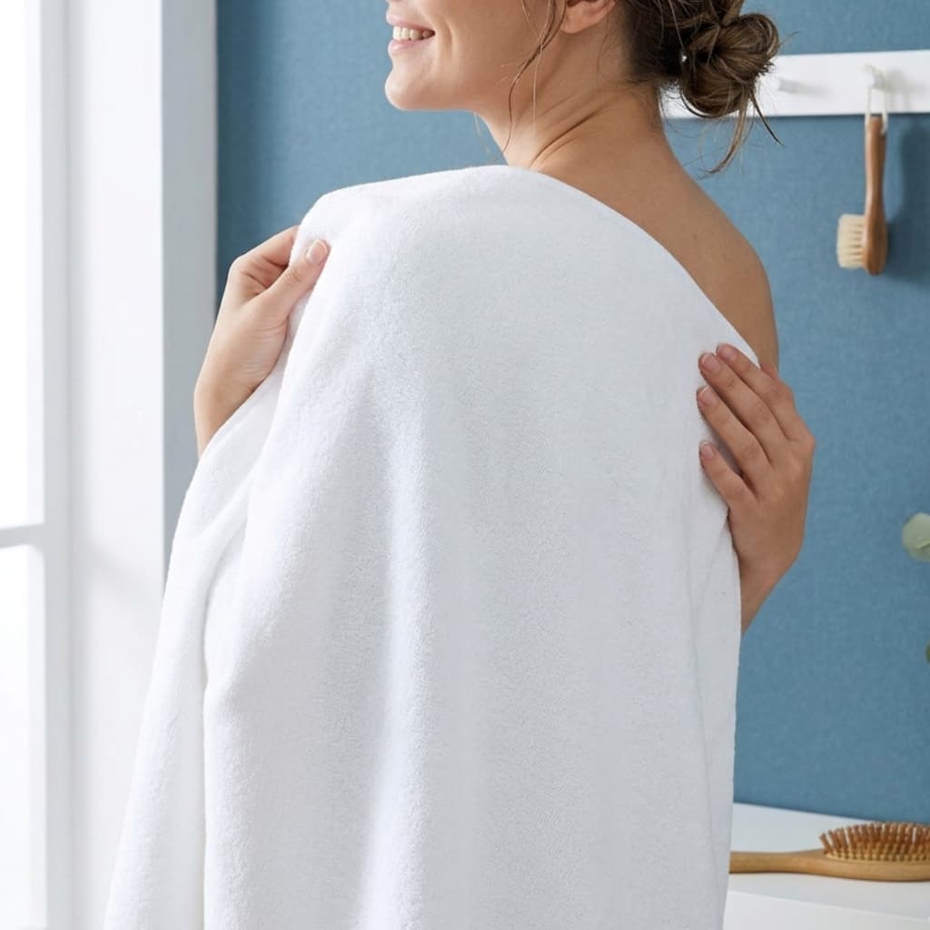 Toalha De Banho VEQE Lisa Macia Resistente Alta Absorção 90% Algodão