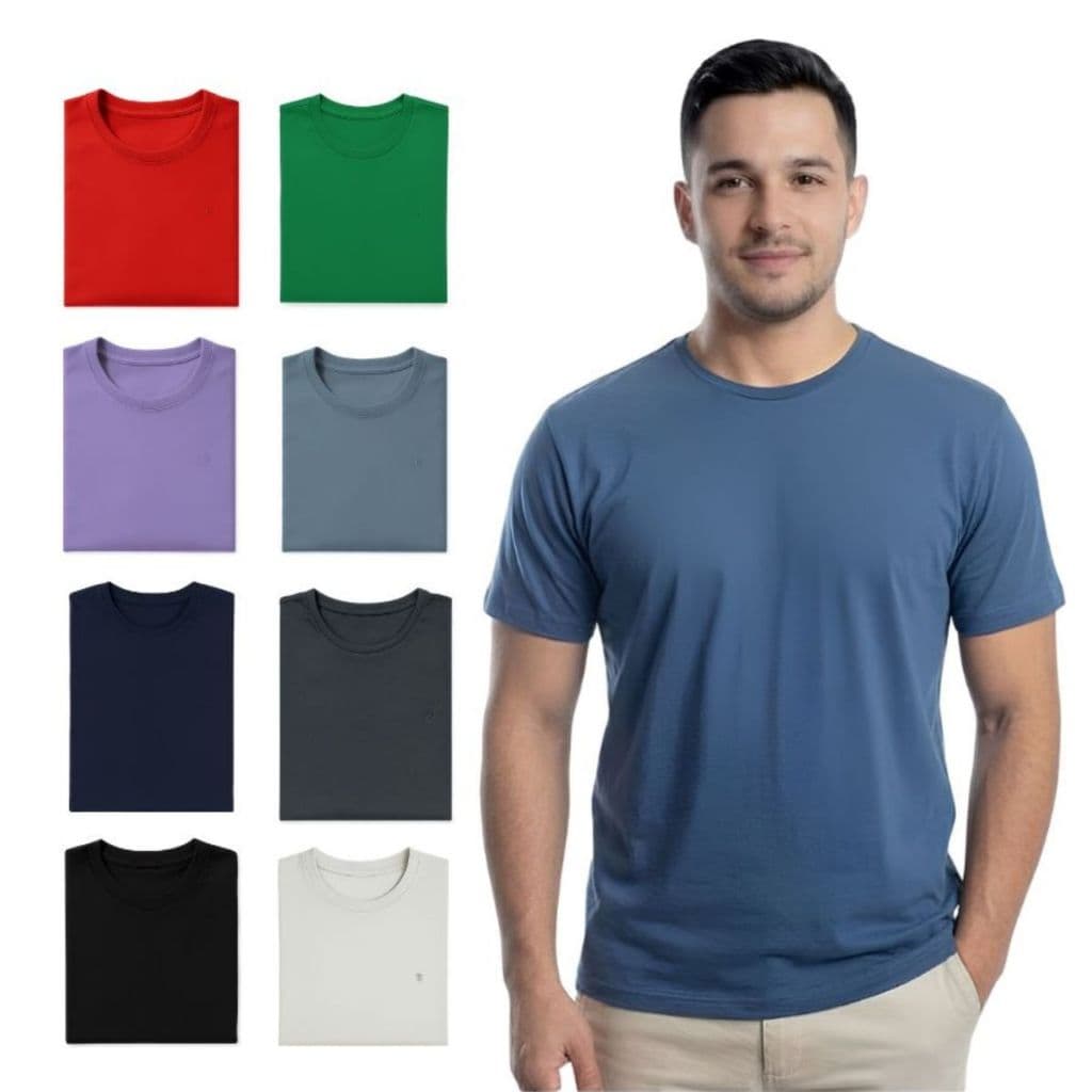 Camiseta Masculina Básica Algodão Premium Lisa Cores Variadas Conforto Estilo Casual Pronta Entrega