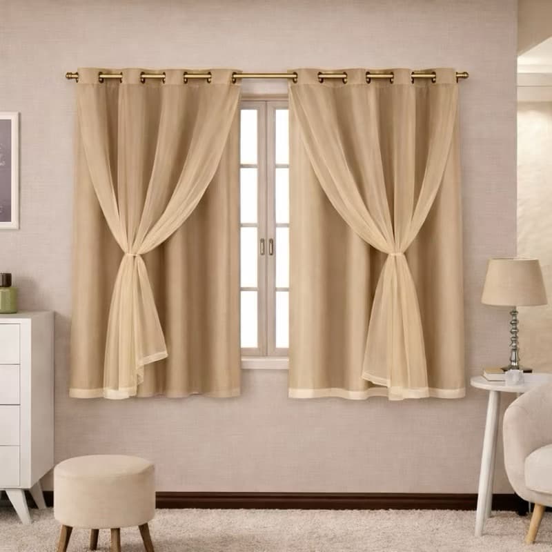 Cortina Blackout com Voil Liso PARTES SEPARADAS (1,40m x 1,80m) Blecaute