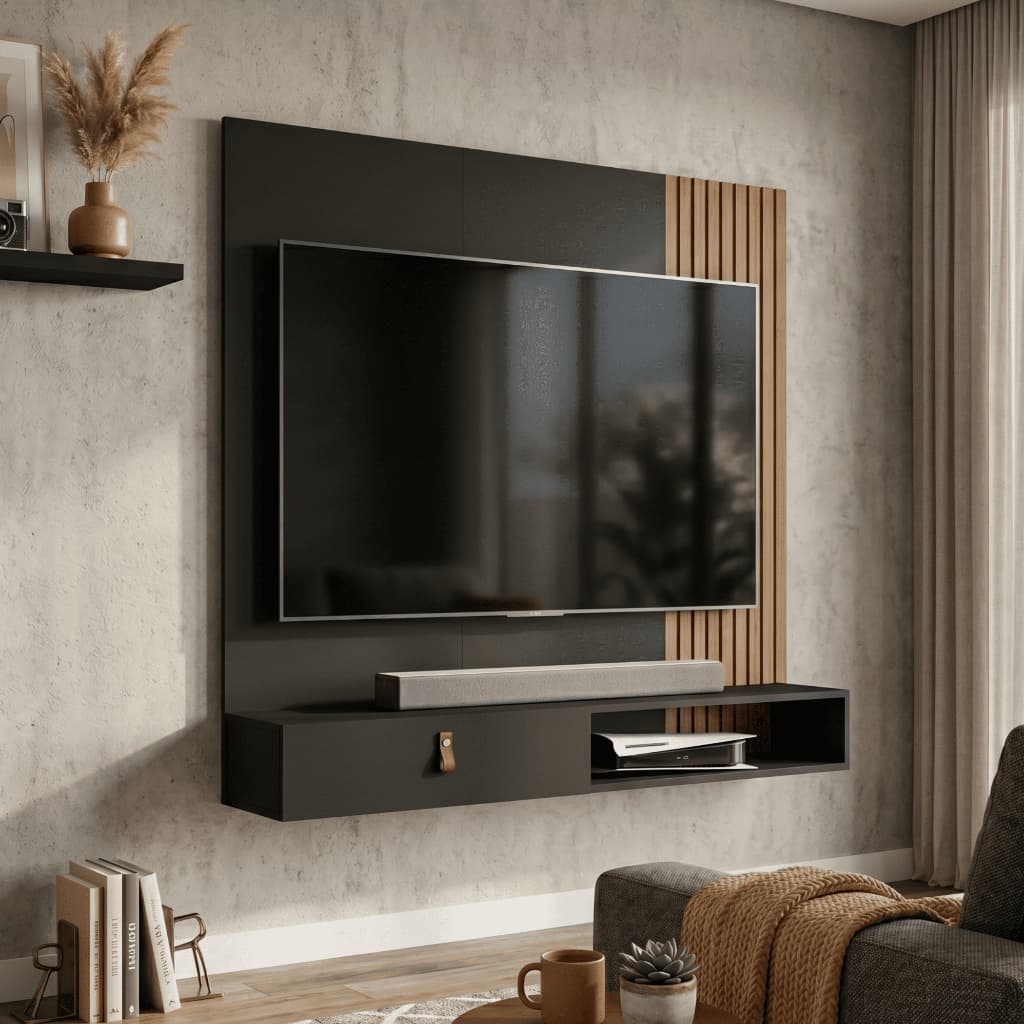 Painel Lion Estante Home Para Tv 43 Polegadas 1 Gaveta E Nicho Prateleira