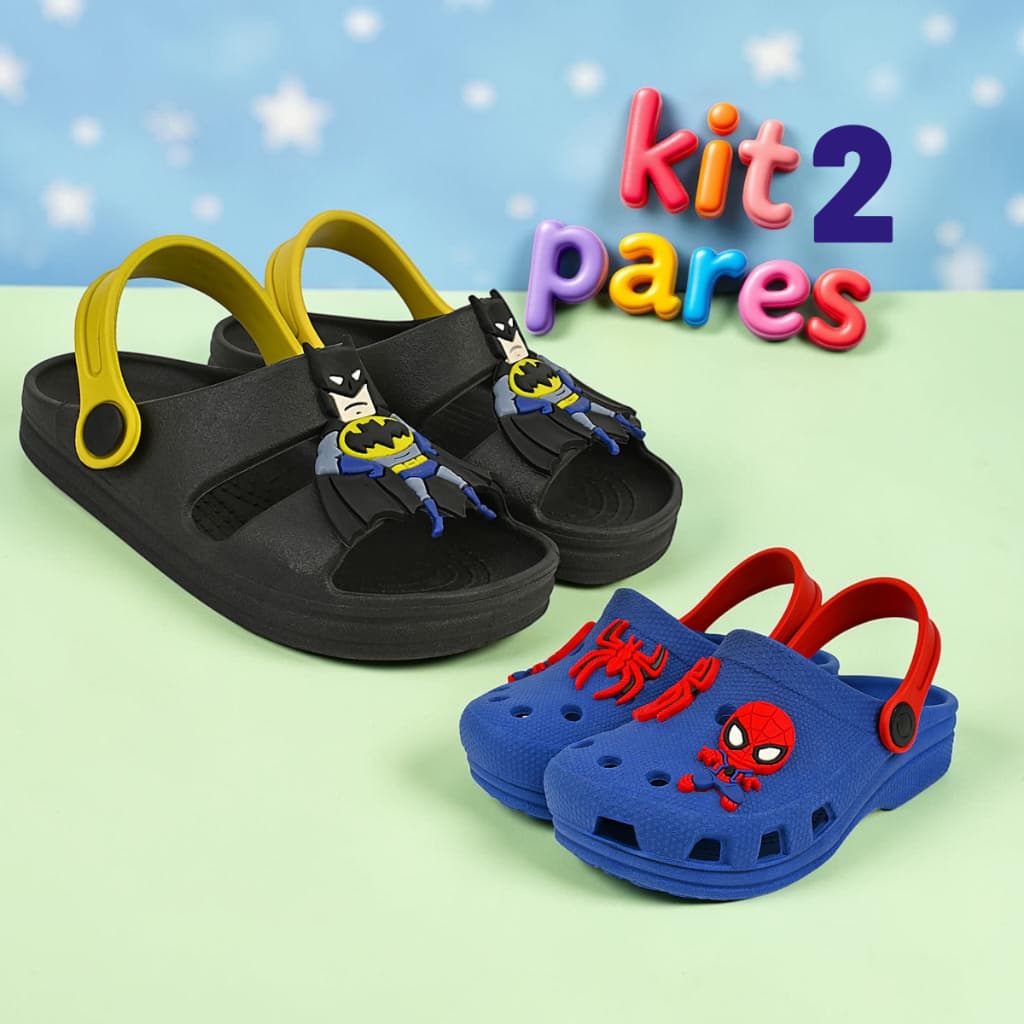 Kit 2 Pares Papete Personagens Injetada Leve Confortável Antiderrapante