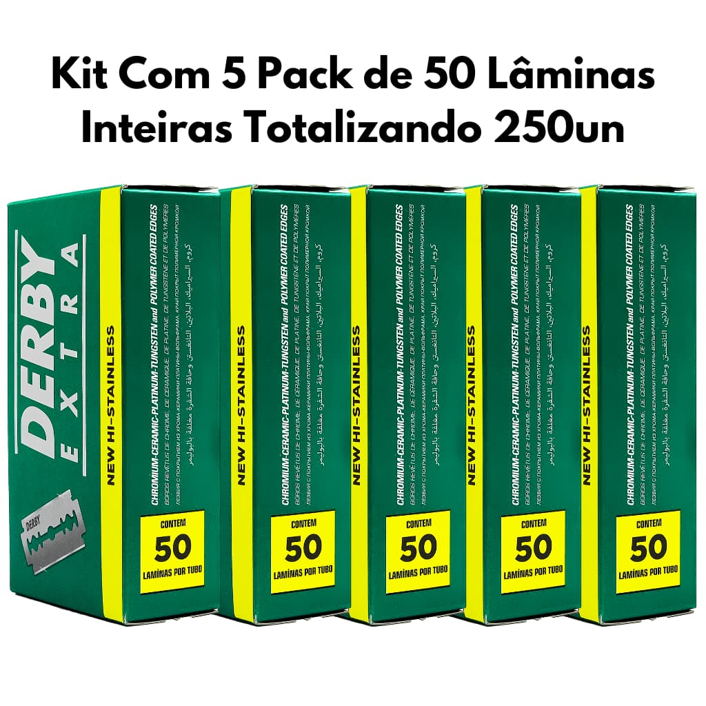 Lamina de Barbear Derby Kit 5 Cartela  250 Unidades Inteiras