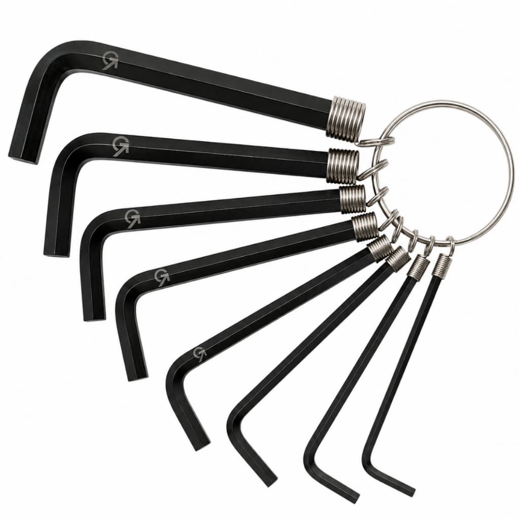 Jogo de Chave Allen 8 Peças Aço Carbono Hexagonal 1,5 a 6mm Com Chaveiro Organizador Para Oficina Bike Móveis Uso Geral