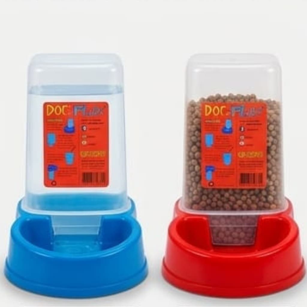 Kit 2 Comedouros Reservatorio Automatico Pet Dispenser para Caes e Gatos Dog Flex