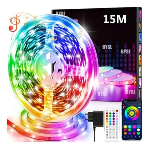 15 Metros Fita Led Luz Bluetooth Rgb Fonte Controlo Remoto Sincronización Música, Bluetooth Y Control Remoto 127/220v