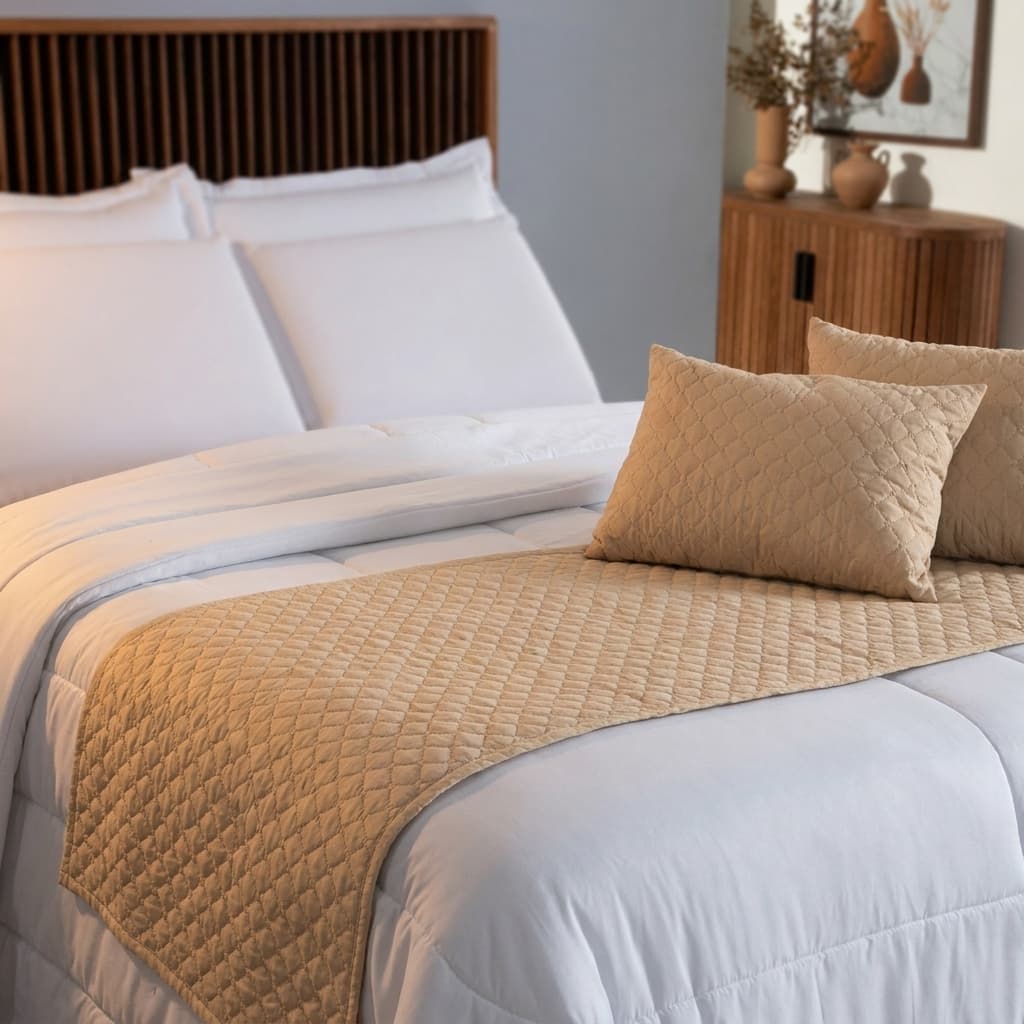 Kit Peseira de Cama Comfort Matelado Microfibra com Almofadas Solteiro Queen King Decoração Luxo