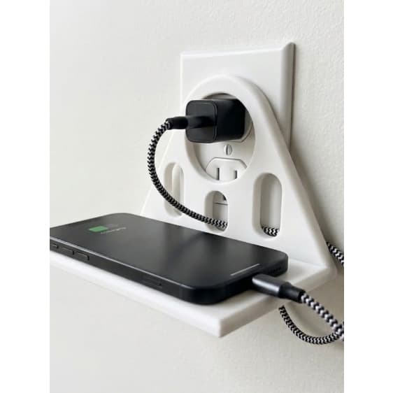 Suporte de Celular para Tomada com Organizador de Cabo – Base Carregadora de Parede