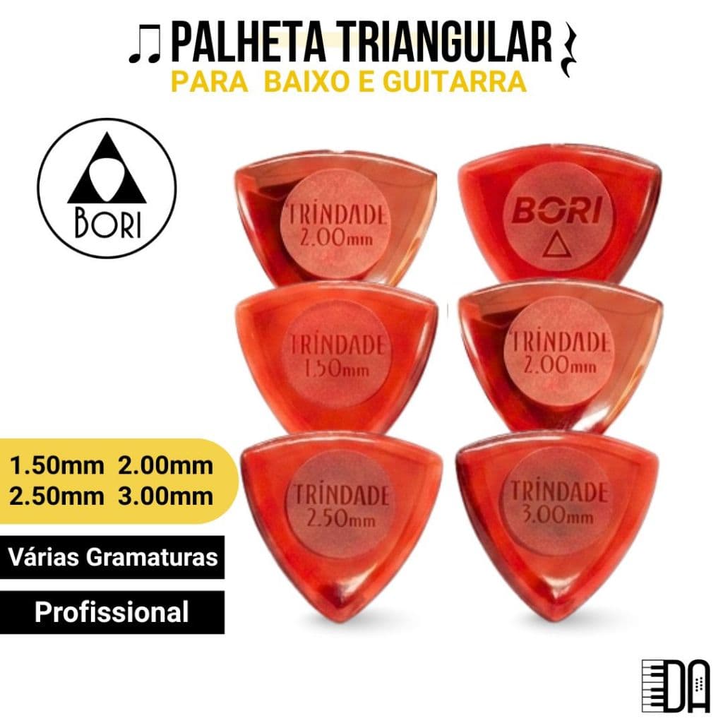 Palheta Triangular BORI Tríndade Guitarra Violão Baixo N-Gel