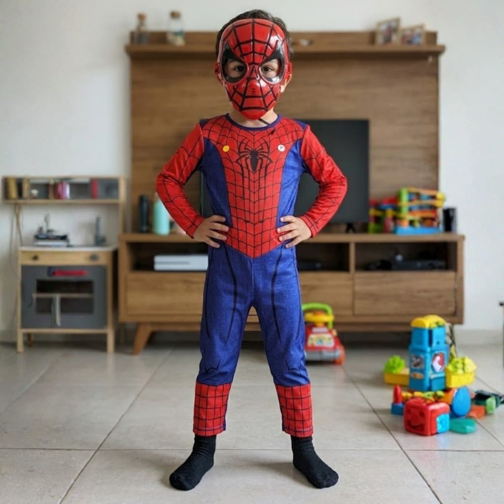 Roupa Fantasia Infantil Longa Com Enchimento Heroi das Teias