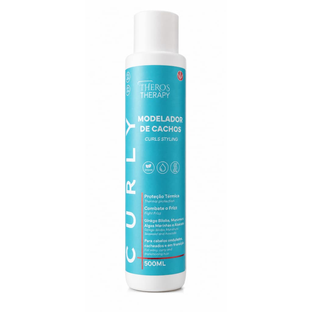 Creme Modelador de Cachos Curly Theros Therapy cabelos cacheados ondulados parabeno Free Vegano