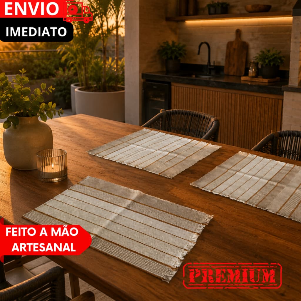Jogo Americano Premium com Trilhos de Mesa – Kit 7 Peças Moderno e Sofisticado Ideal para Presentear