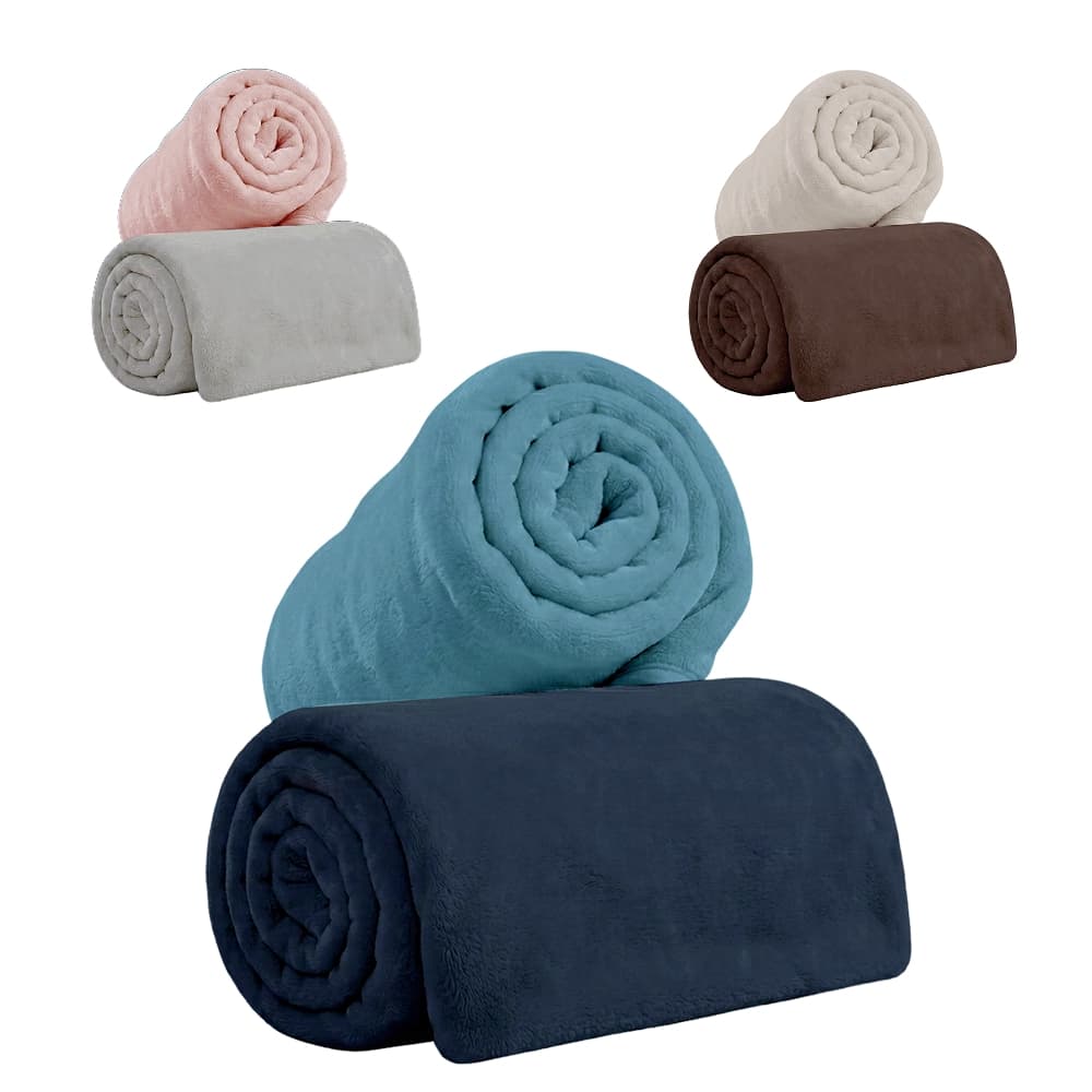 Kit 2 Cobertores Manta Fleece Casal Microfibra Hipoalergênico