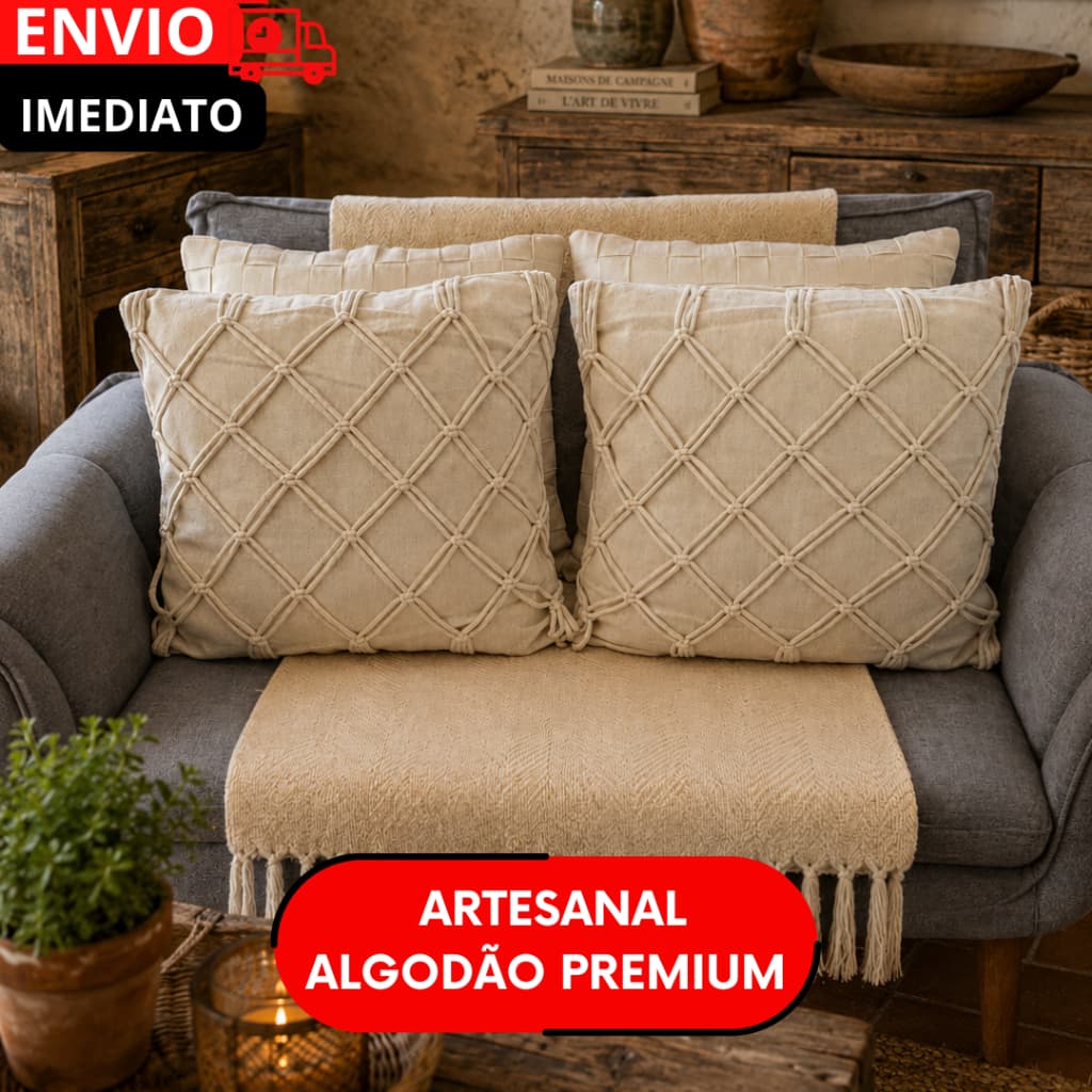 Kit Capas Decorativas 1/4 UN  Para Sala Quarto e Sofá Renove Seu Ambiente com Elegância e Conforto..