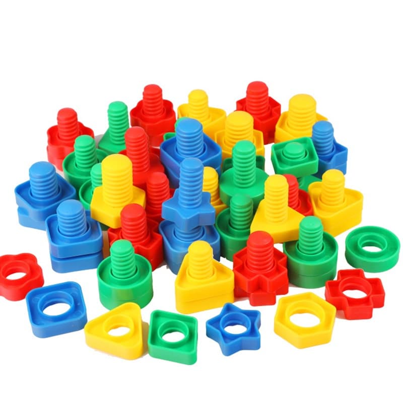 Kit De Montar Interativo Plastico Bloco Infantil Coloridos Parafuso Encaixar Conjunto C/ 24 Peças