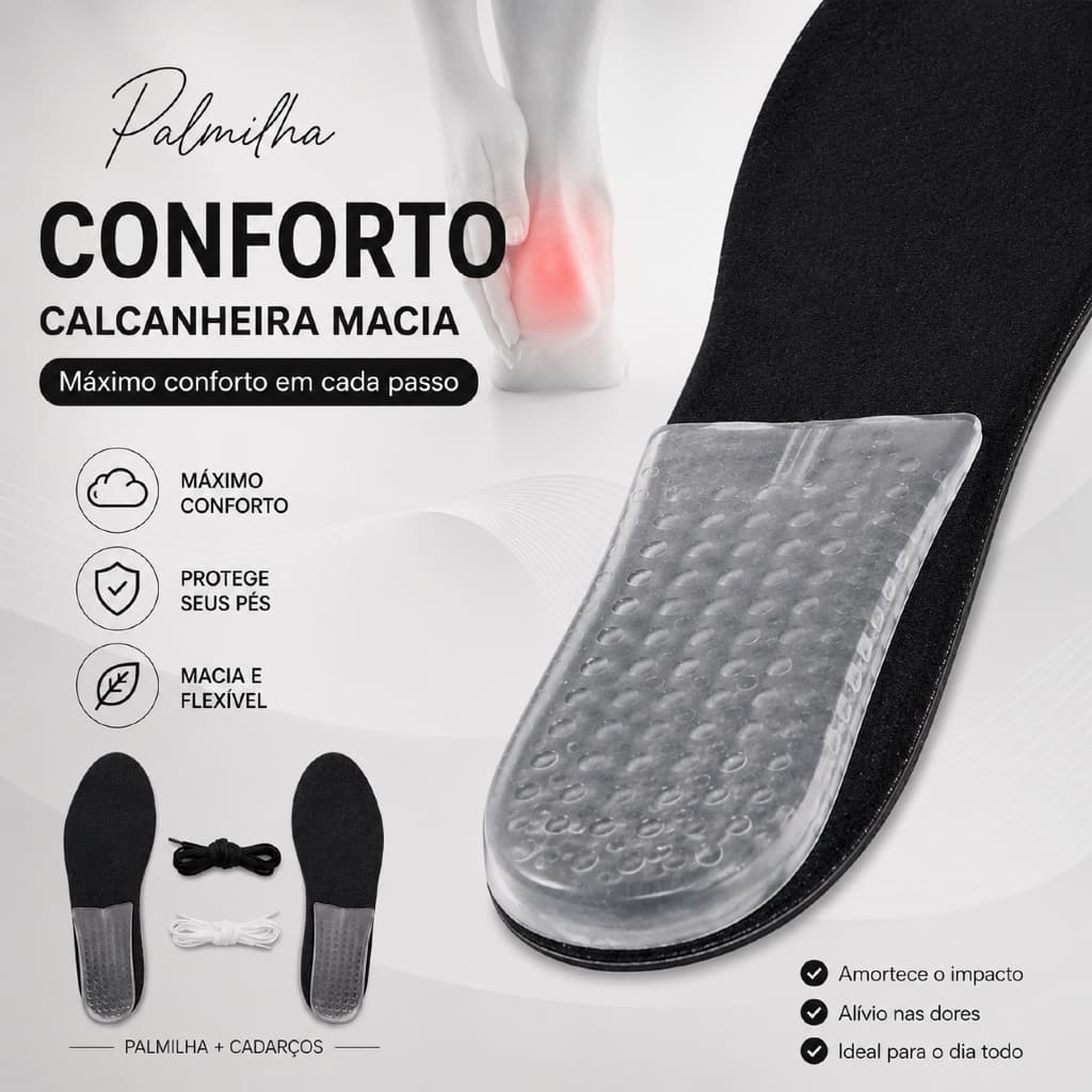 Kit Palmilha Tenis Chuteira Sapatenis E.V.A  Gel 2 Pares Cadarços Linha Premium