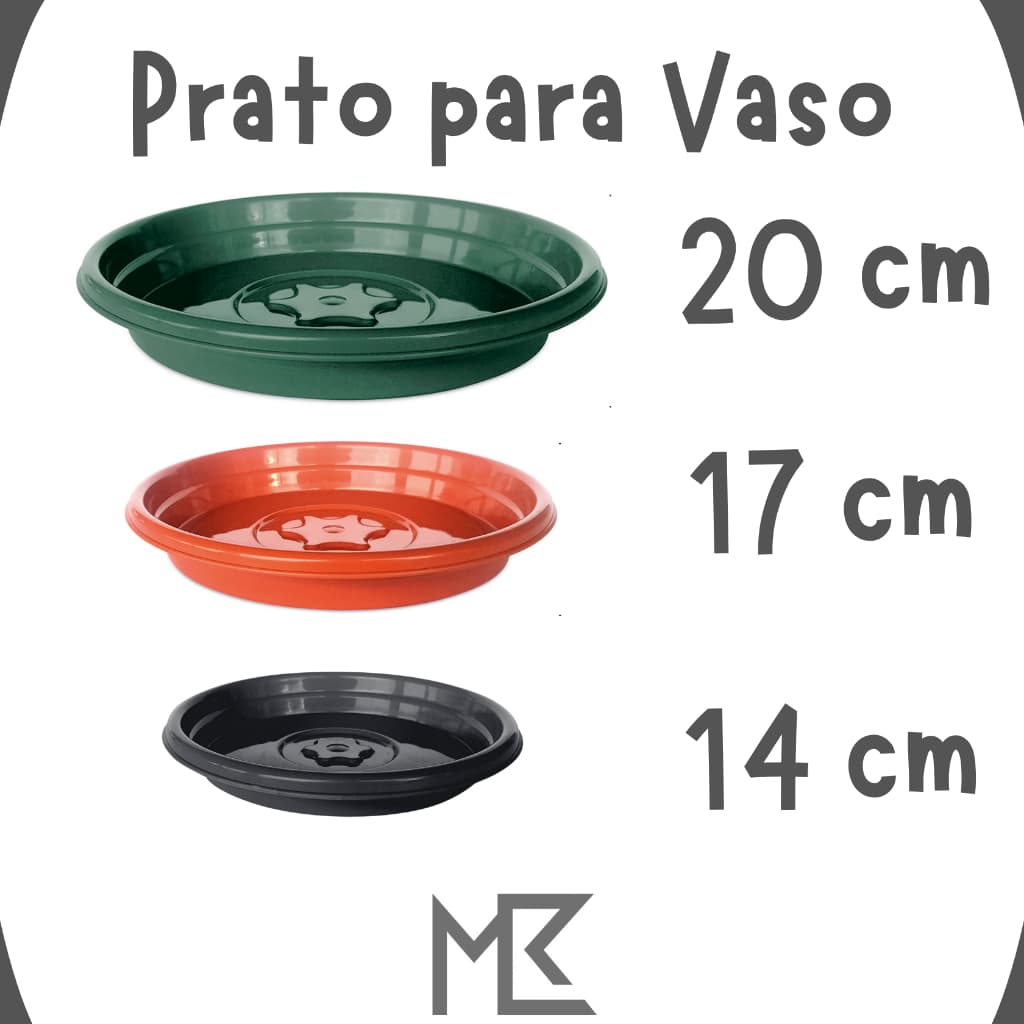 Prato Base de Floreira/Vaso Redondo Grande Horta/Jardim Plástico Preto/Verde/Terracota