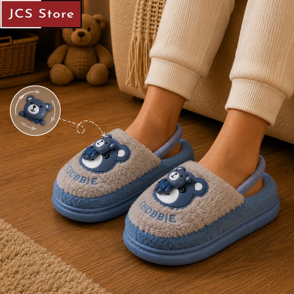 Pantufa Infantil Peluciada Ursinho Giratório Quentinha Com Elástico Antiderrapante Menina Menino