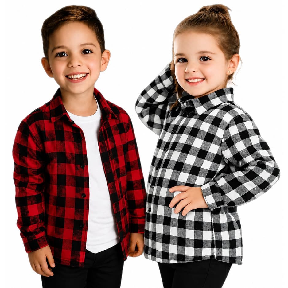 Camisa Xadrez Manga Longa Infantil Menino Menina  Festa Junina Xadrez Unissex