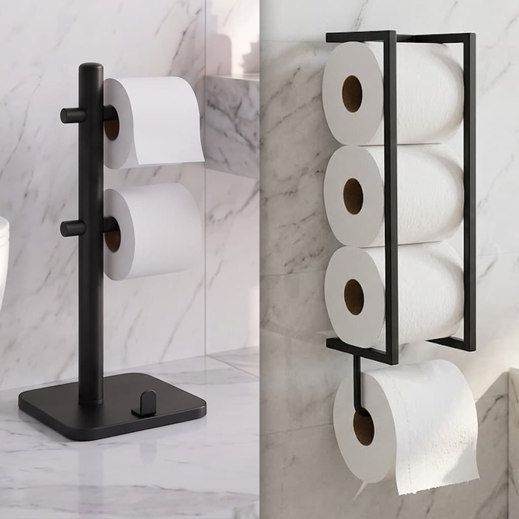 Porta Papel Higiênico Suporte de Parede ou Chão Para Banheiro Lavabo