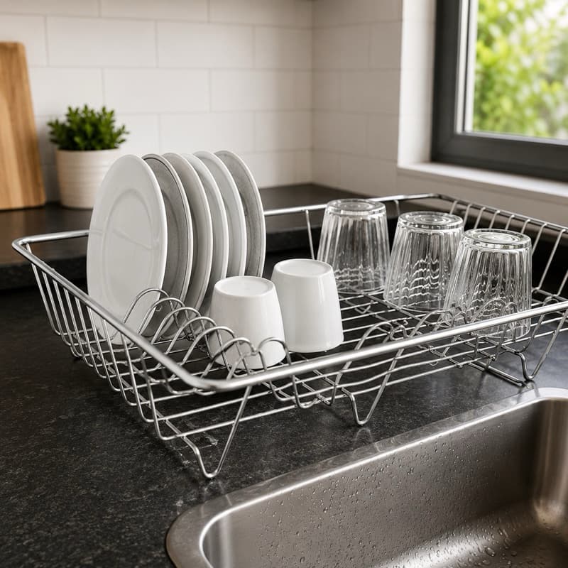 Escorredor de Louça Inox 48cm Grande Organizador de Pratos Copos Cozinha